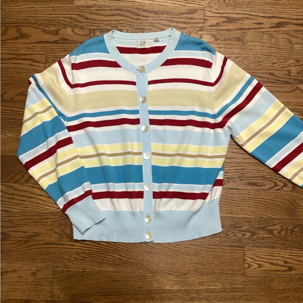 Gap Vintage crewneck cardigan Multi Stripe Size Medium.